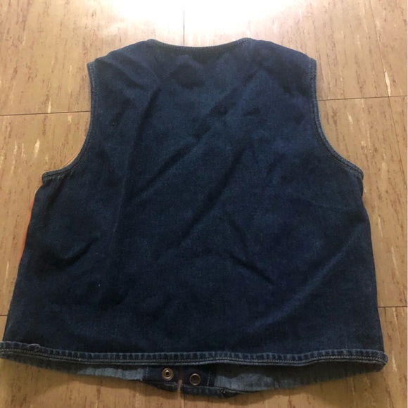 Vintage Y2K leather and denim vest Medium Button Down with rivets Orange *Flaw** - Picture 7 of 7
